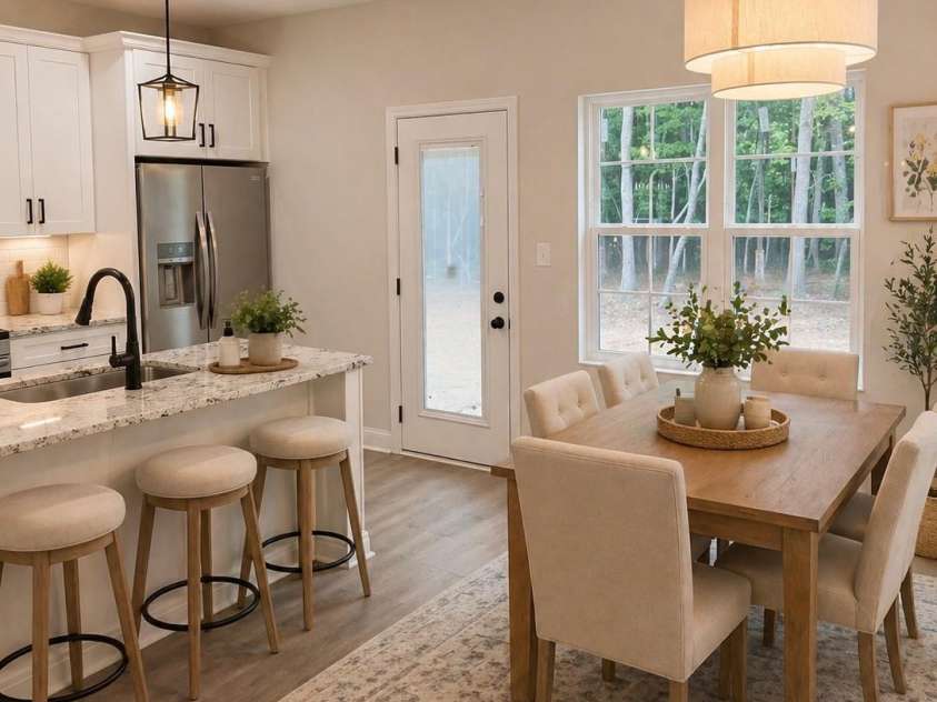 6721 Jesse Rushing Road, Marshville, NC 28103.  MLS# CAR4371429, YatesRealty ID 22668. Staged dining