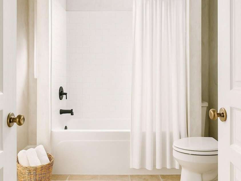 501 River Oaks Lane, Charlotte, NC 28226.  MLS# CAR4192085, YatesRealty ID 22698. Bright and airy concept for your guest bath.