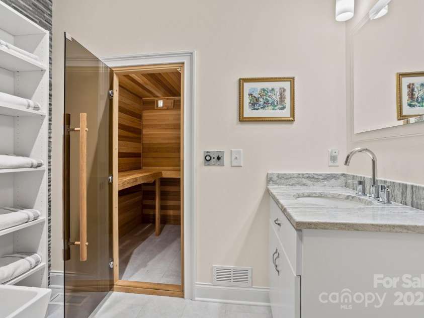 15020 Ranson Road, Huntersville, NC 28078.  MLS# CAR4266705, YatesRealty ID 22703. Sauna Entry
