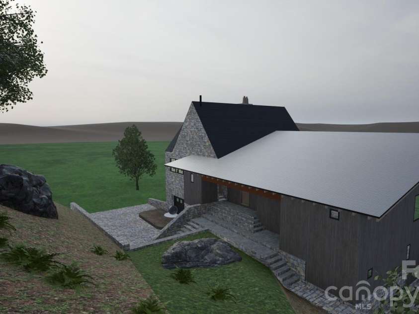 122 Running Deer Lane, Mars Hill, NC 28754.  MLS# CAR4370515, YatesRealty ID 22709. Rendering of the front of the house.  Note the stone walkway all the way around the home.