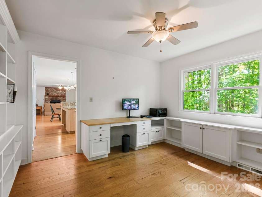160 Little Mine Mountain Drive, Saluda, NC 28773.  MLS# CAR4380801, YatesRealty ID 22719. Office with Built Ins Off Kitchen