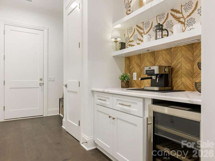 405 Audrey Place, Charlotte, NC 28226.  MLS# CAR4370807, YatesRealty ID 22747. Coffee and Bar AreaWith Beverage Fridge