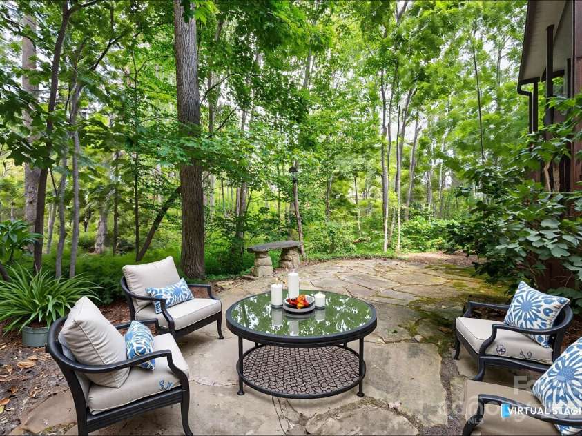 17 Bohemian Lane, Asheville, NC 28805.  MLS# CAR4293074, YatesRealty ID 22766. Stone Patio is Perfect for Dining Al Fresco or Lounging