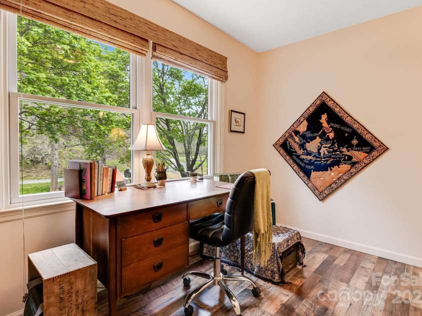 6334 Jacks Creek Road, Burnsville, NC 28714.  MLS# CAR4259403, YatesRealty ID 22798. Private office overlooking the grounds.