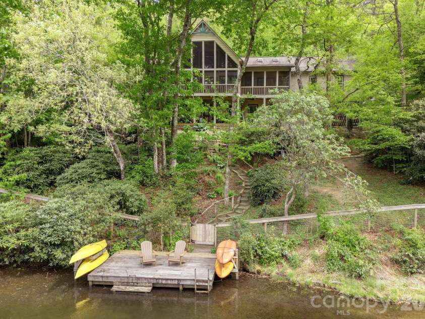 149 Hiwassee Road, Lake Toxaway, NC 28747.  MLS# CAR4377735, YatesRealty ID 22821. Private dock with kayaks