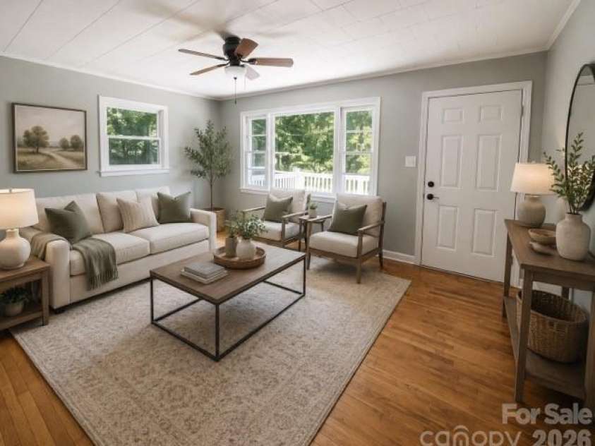 305 Forestway Drive, Mount Holly, NC 28120.  MLS# CAR4378844, YatesRealty ID 22874. Virtually staged living room