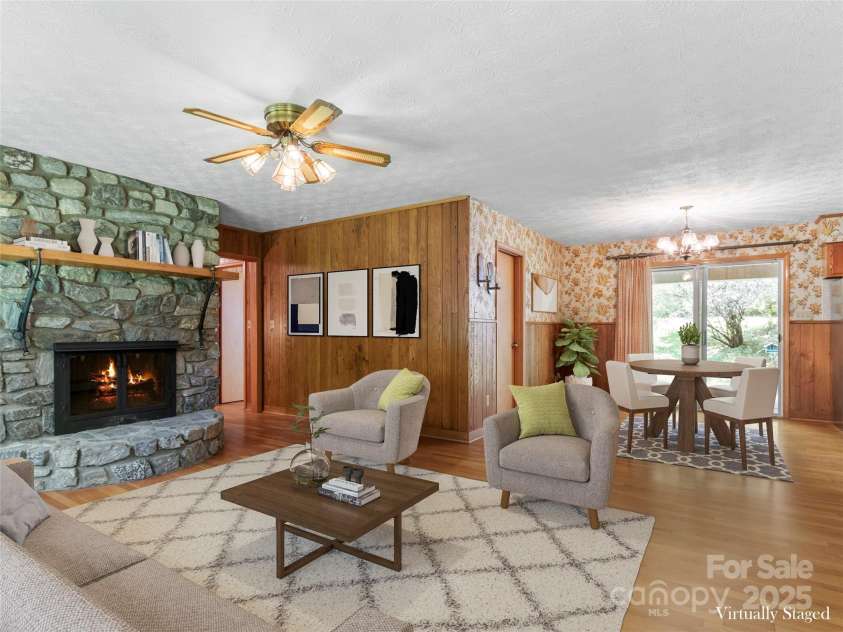 145 Appalachian Drive, Burnsville, NC 28714.  MLS# CAR4164720, YatesRealty ID 2292. Virtually staged living room