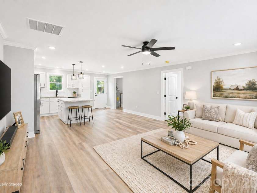 414 Peachtree Street, Albemarle, NC 28001.  MLS# CAR4351060, YatesRealty ID 2294. Virtually Staged - Living Room
