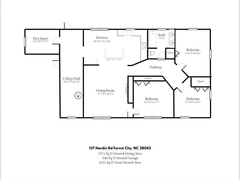 137 Hardin Road, Forest City, NC 28043.  MLS# CAR4264379, YatesRealty ID 22997. 