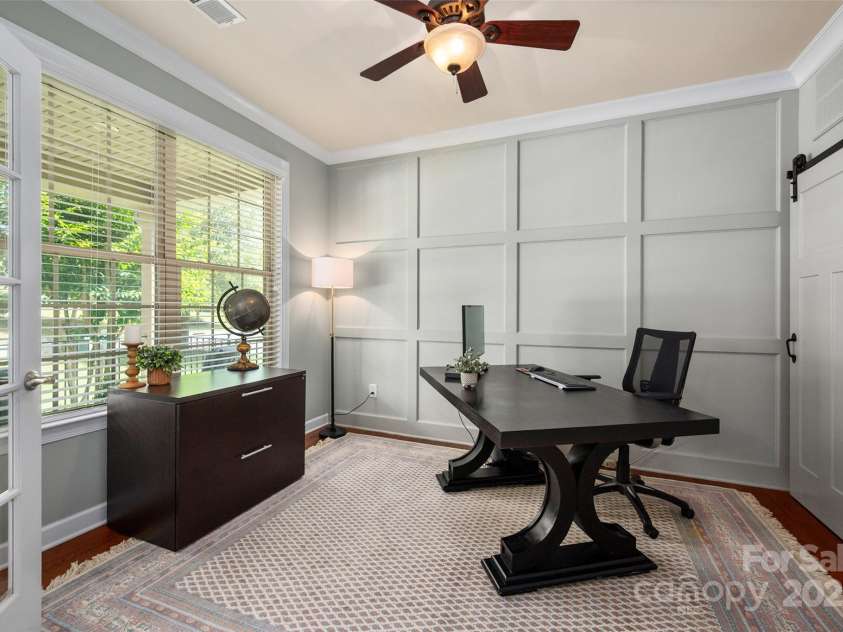 1805 Trading Path Lane, Waxhaw, NC 28173.  MLS# CAR4273259, YatesRealty ID 23032. Home office with custom accent wall with storage closet