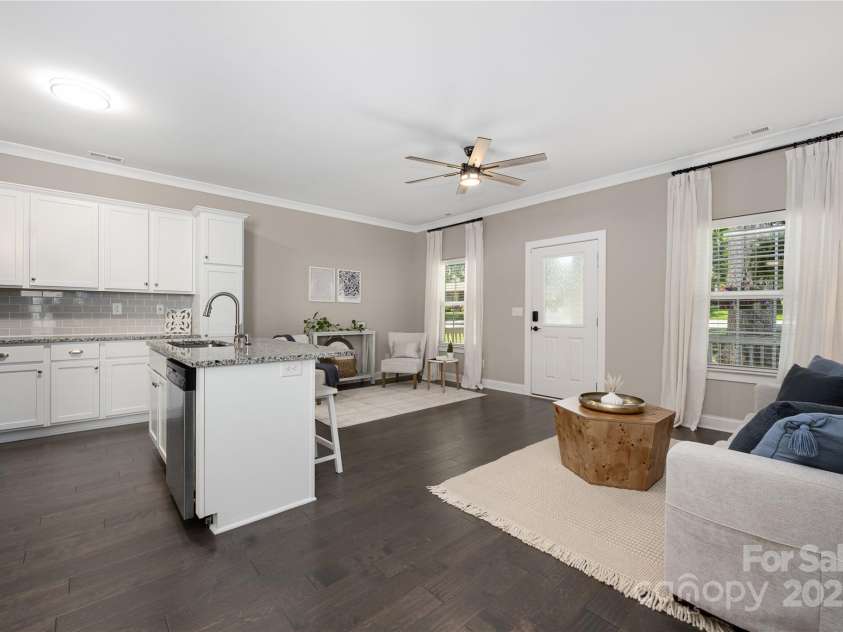 12220 Huntersville Concord Road, Huntersville, NC 28078.  MLS# CAR4265142, YatesRealty ID 23109. Kitchen and Living Room