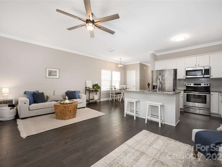 12220 Huntersville Concord Road, Huntersville, NC 28078.  MLS# CAR4265142, YatesRealty ID 23109. Kitchen and Living Room