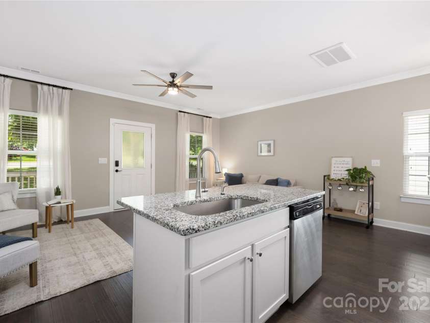 12220 Huntersville Concord Road, Huntersville, NC 28078.  MLS# CAR4265142, YatesRealty ID 23109. Kitchen and Living Room