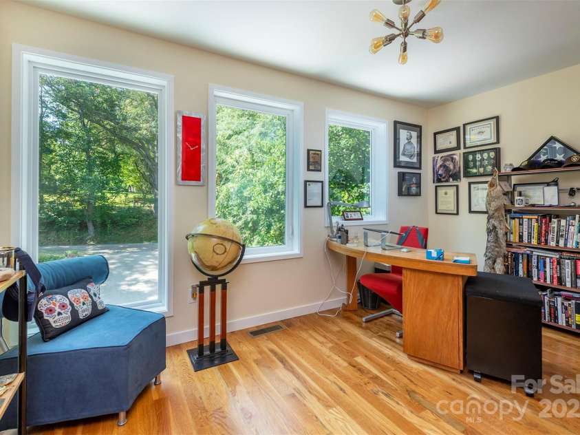 84 West Street, Weaverville, NC 28787.  MLS# CAR4272647, YatesRealty ID 23114. Bedroom 2 (Current Office)