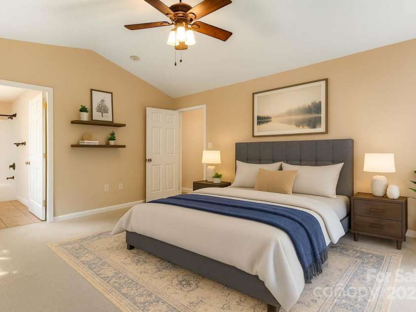 18 & 28 Sunberry Drive, Alexander, NC 28701.  MLS# CAR4266068, YatesRealty ID 23120. AI Digitally Staged Primary Bedroom