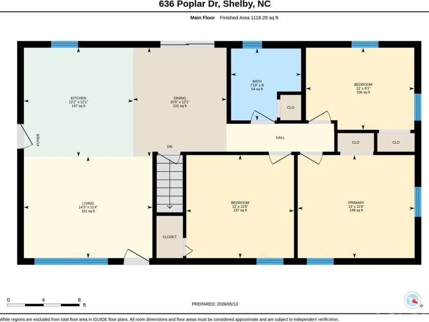 636 Poplar Drive, Shelby, NC 28152.  MLS# CAR4382256, YatesRealty ID 23127. 