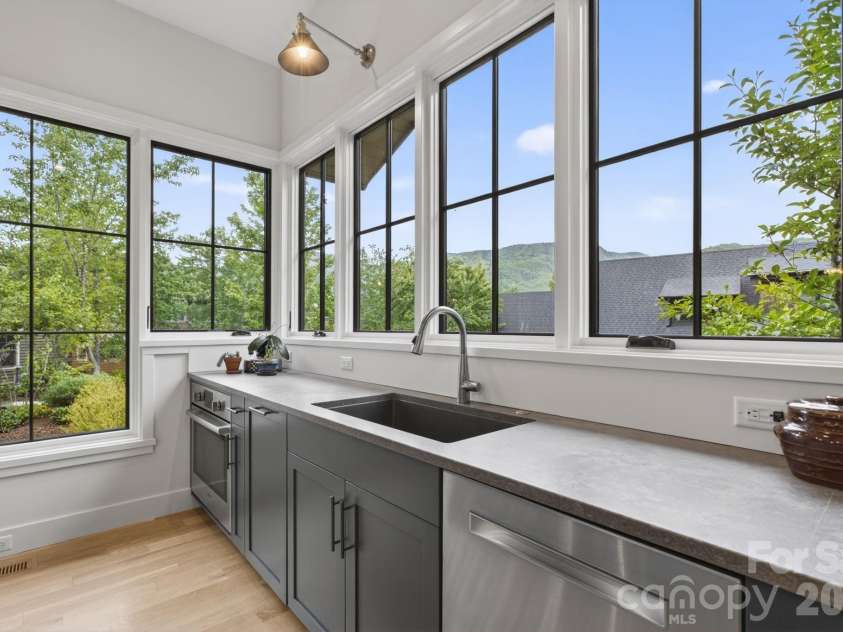 18 Wordsworth Road, Black Mountain, NC 28711.  MLS# CAR4377093, YatesRealty ID 23137. Moutain views from the kitchen