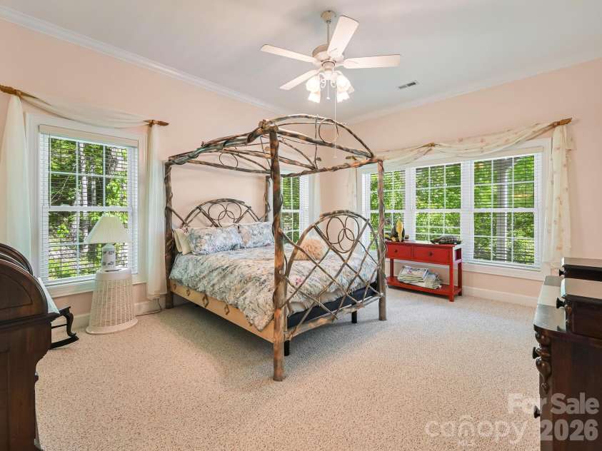 105 Spring Path, Hendersonville, NC 28739.  MLS# CAR4256171, YatesRealty ID 2317. Lower level guest bedroom