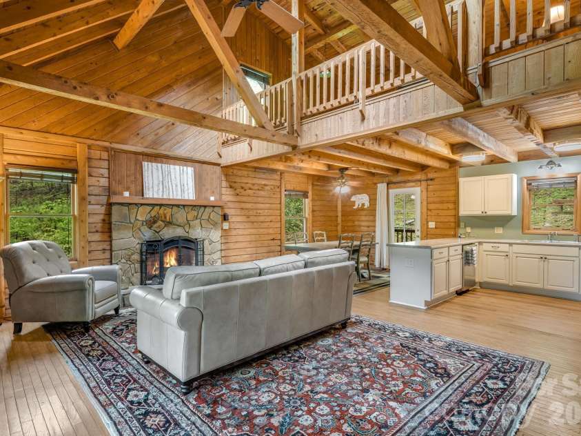 17 Greer Way, Mars Hill, NC 28754.  MLS# CAR4370316, YatesRealty ID 23237. Exposed timber beams