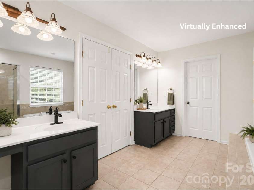 3208 Bur Oak Drive, Gastonia, NC 28056.  MLS# CAR4380752, YatesRealty ID 23261. Primary Bath Shown with Optional Virtual Paint Enhancement for Design Inspiration