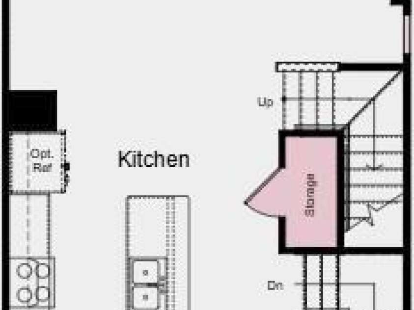 1820 Alexander Village Main Drive, Charlotte, NC 28262.  MLS# CAR4381381, YatesRealty ID 23284. Main Level Floor Plan - Additional Highlights Include: Storage at 2nd floor, ledge at primary bath, upgrade cabinet hardware, pendant lights over kitchen island, quick tread at stairs, and open railing an