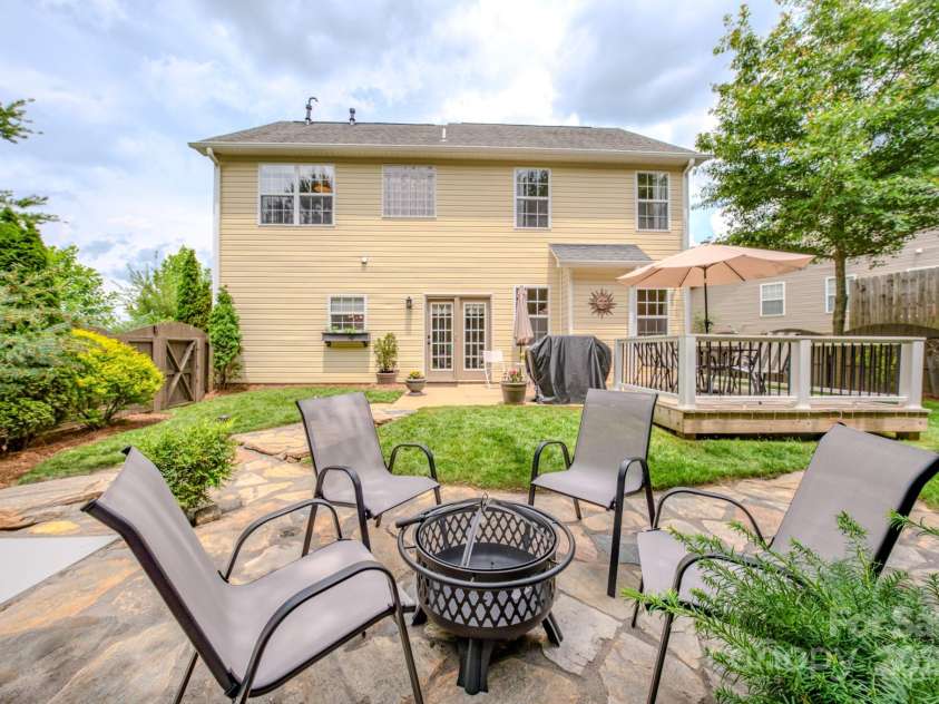 36 Stone River Drive, Asheville, NC 28804.  MLS# CAR4268666, YatesRealty ID 23301. Firepit and patio furniture convey with acceptable offer. Grey pad is made for a hot tub.