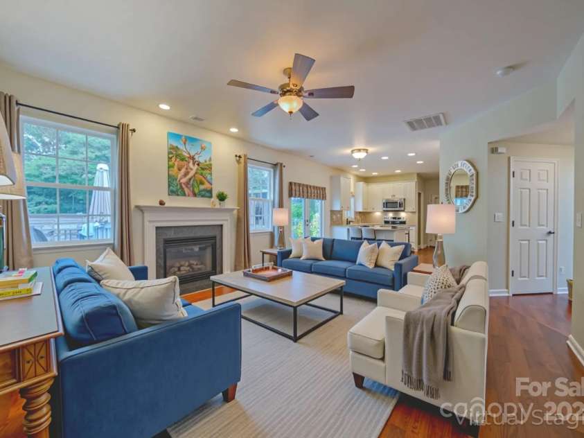 36 Stone River Drive, Asheville, NC 28804.  MLS# CAR4268666, YatesRealty ID 23301. Virtually Staged Living room.
