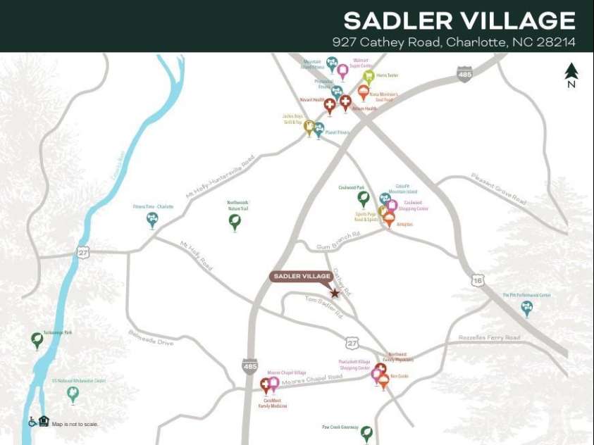 2055 Sadler Woods Lane, Charlotte, NC 28214.  MLS# CAR4265583, YatesRealty ID 23337. Sadler Village Area Map