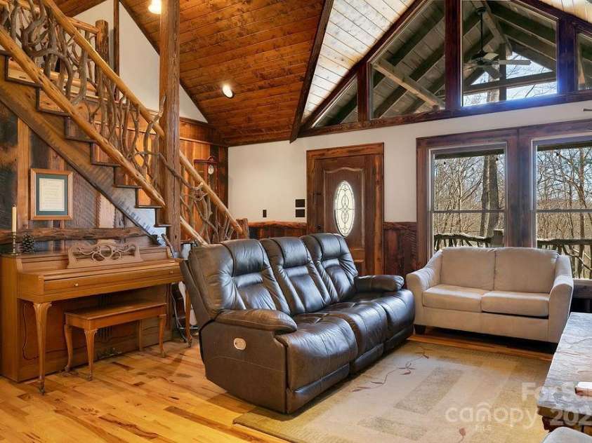 68 Sherwood Village Court, Brevard, NC 28712.  MLS# CAR4232497, YatesRealty ID 2338. Beams from 1800s Barn