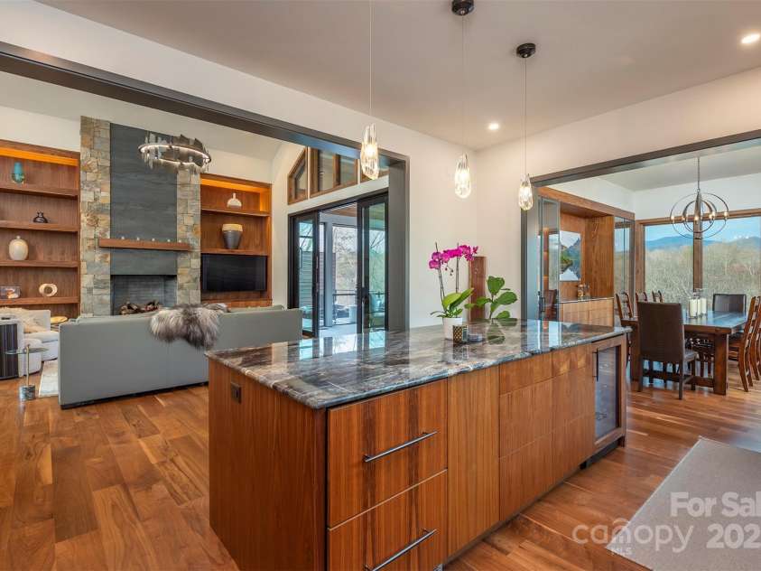 158 Riverbend Forest Drive, Asheville, NC 28805.  MLS# CAR4240684, YatesRealty ID 23402. Custom Cabinets, hidden refrigerated drawers and wine cooler