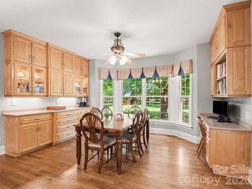 1422 Stone Gate Drive, Shelby, NC 28150.  MLS# CAR4358985, YatesRealty ID 23404. There is additional storage in the built-in buffet and desk in the bright breakfast nook off the kitchen. 