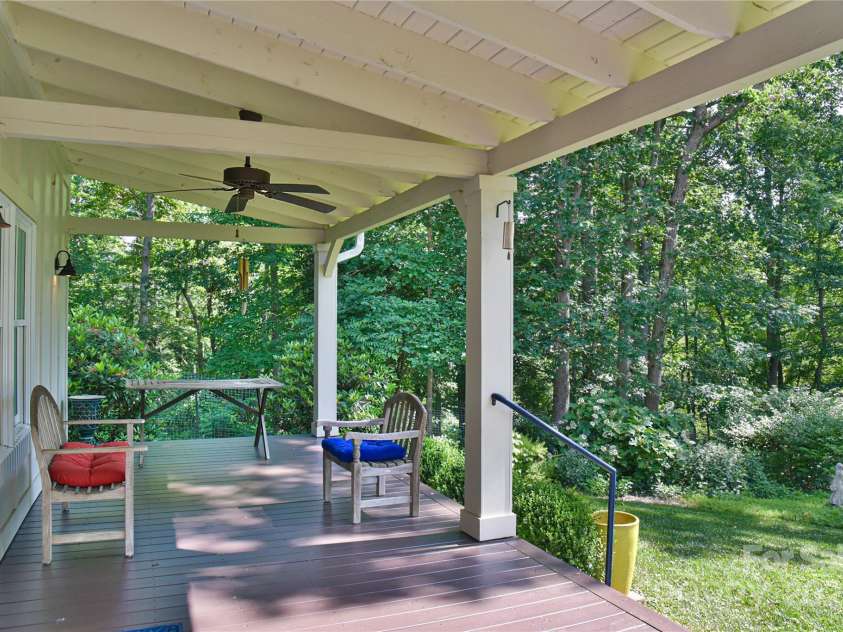 63 Greenridge Road, Weaverville, NC 28787.  MLS# CAR4268175, YatesRealty ID 23413. Here is your rocking chair front porch, ready for enjoying day into evening.