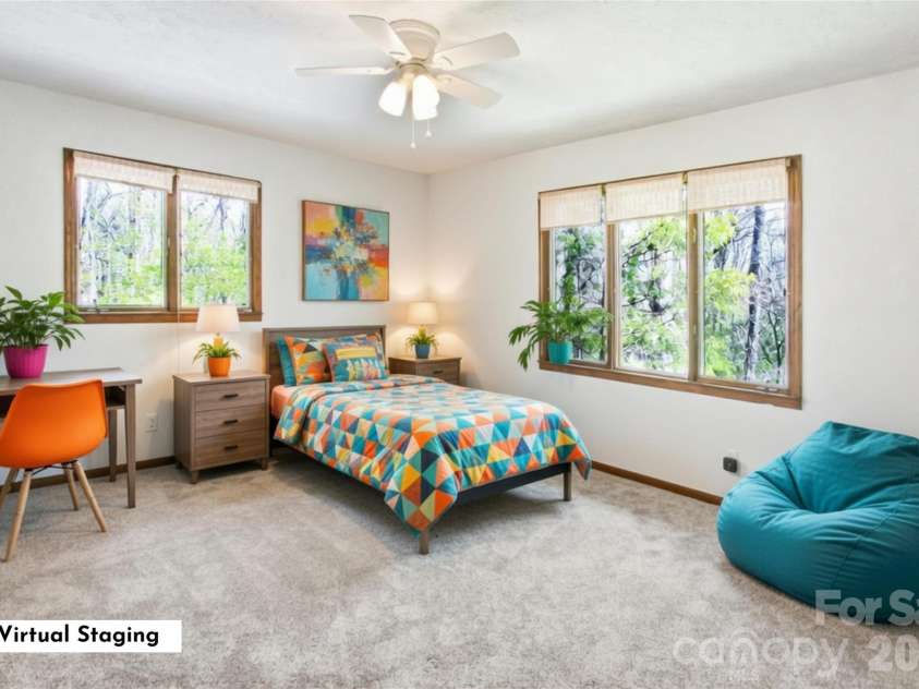 540 Chickadee Lane, Brevard, NC 28712.  MLS# CAR4363992, YatesRealty ID 23422. Virtual Staging - second bedroom