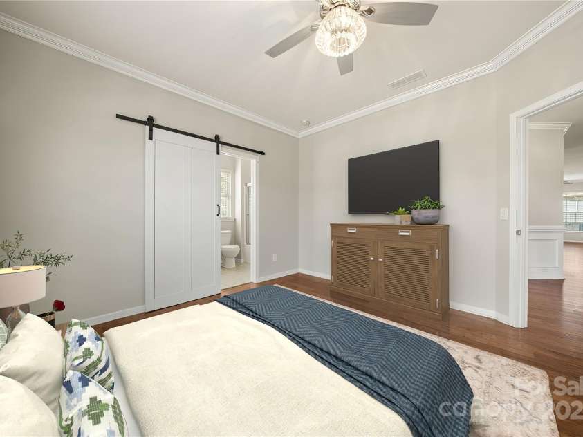 13929 Tilesford Lane, Huntersville, NC 28078.  MLS# CAR4199840, YatesRealty ID 23428. Virtually staged main level guest suite