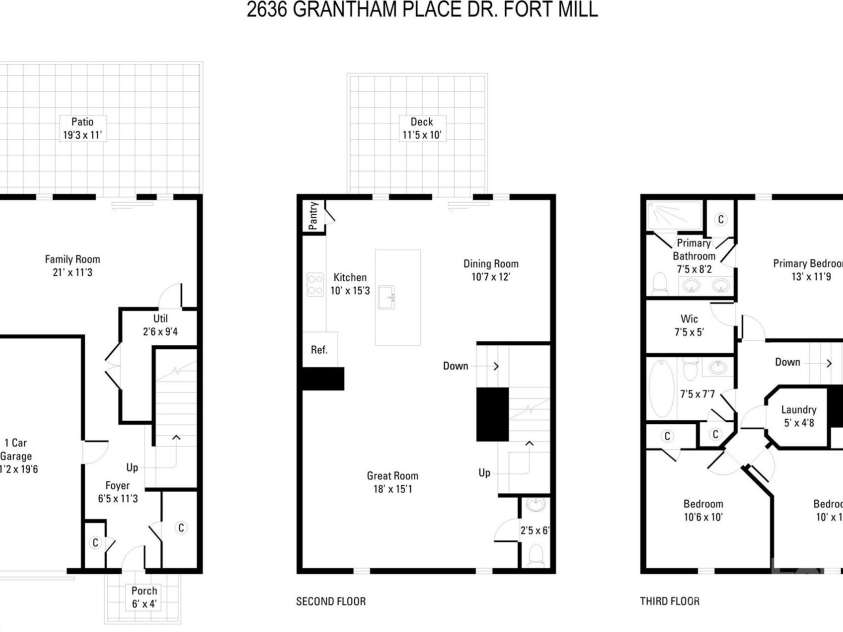 2636 Grantham Place Drive, Fort Mill, SC 29715.  MLS# CAR4374679, YatesRealty ID 23431. Floor Plan
