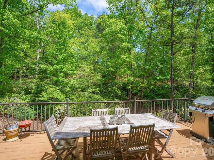 176 Hemlock Lane, Lake Lure, NC 28746.  MLS# CAR4374433, YatesRealty ID 23437. Upper deck off main living room