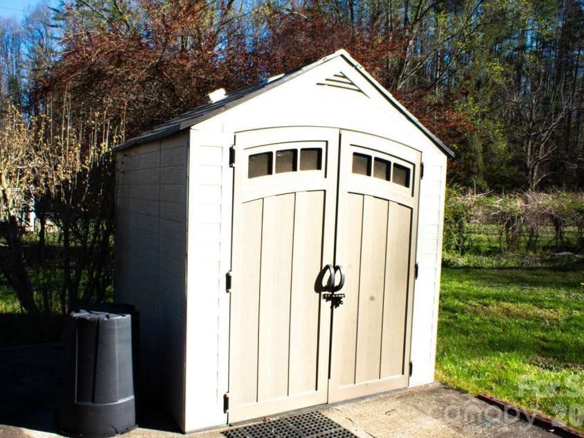 535 Nicholson Creek Road, Brevard, NC 28712.  MLS# CAR4362602, YatesRealty ID 23457. Shed
