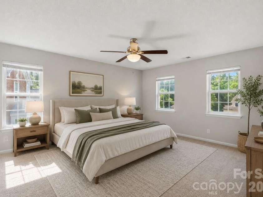 2881 Shadow Brook Court, Concord, NC 28027.  MLS# CAR4378881, YatesRealty ID 23476. Owners' bedroom - Virtually staged