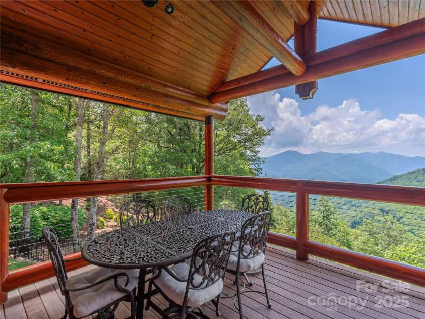 574 Leatherwood Drive, Maggie Valley, NC 28751.  MLS# CAR4275910, YatesRealty ID 23479. Inviting covered decks