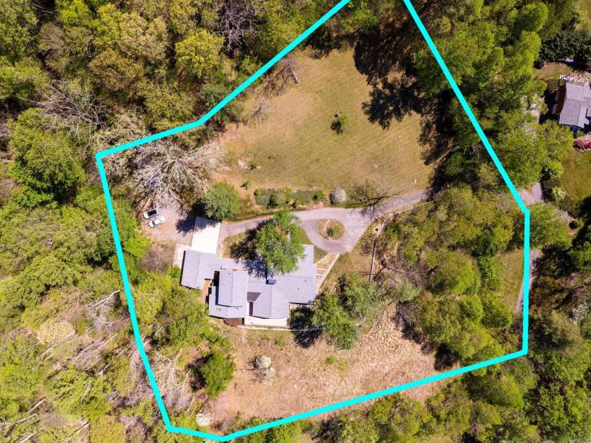 58 Camby Drive, Fairview, NC 28730.  MLS# CAR4371628, YatesRealty ID 23505. Aerial with Property Lines