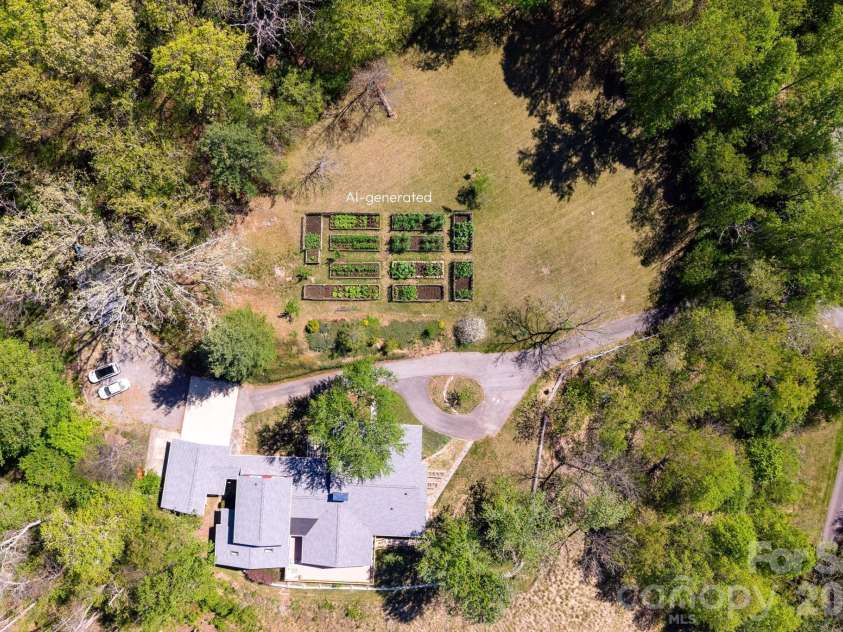 58 Camby Drive, Fairview, NC 28730.  MLS# CAR4371628, YatesRealty ID 23505. Virtual Garden Birdseye View