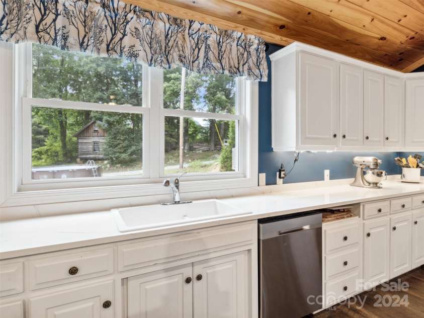 19314 Highway 221 Highway, Marion, NC 28752.  MLS# CAR4162448, YatesRealty ID 2355. Kitchen with view toward cabin