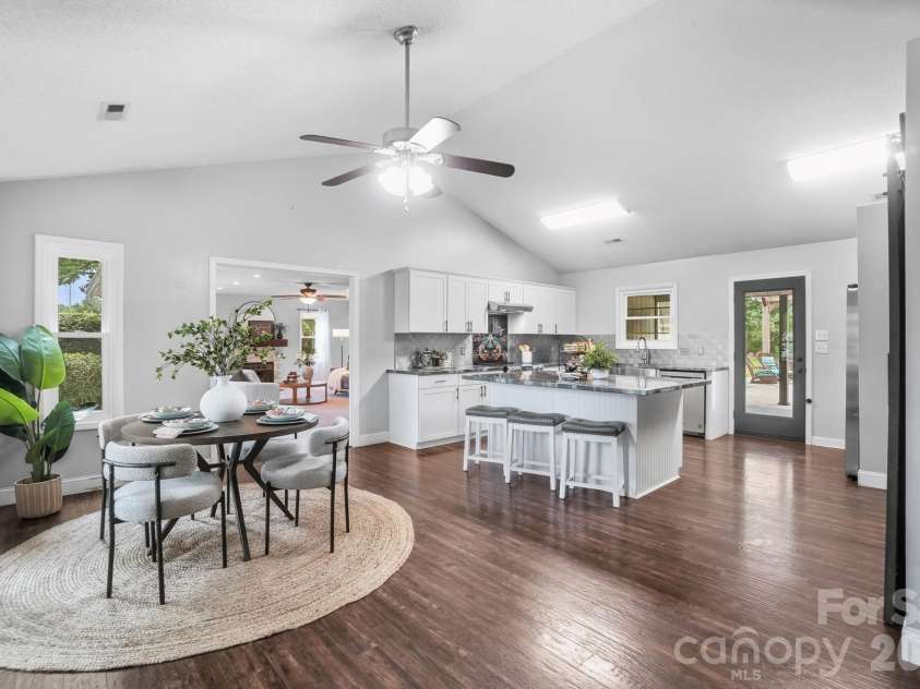 1919 Gables Drive, Monroe, NC 28112.  MLS# CAR4380322, YatesRealty ID 23557. Vaulted ceiling in kitchen and dining area