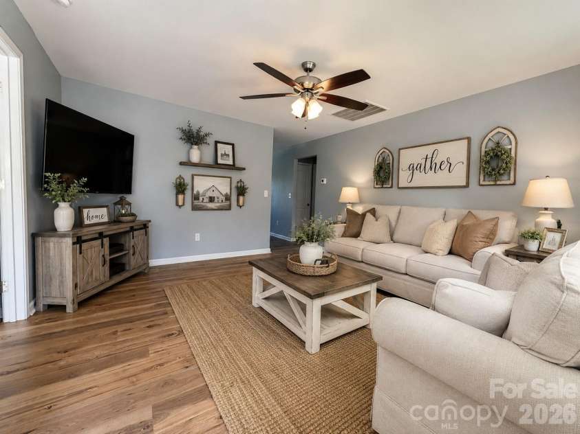 1524 Evans Mill Road, Pageland, SC 29728.  MLS# CAR4379163, YatesRealty ID 23560. Virtually staged livingroom