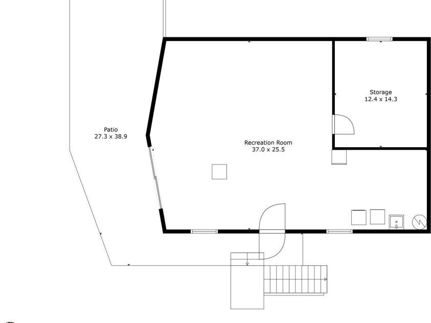 126 Sleeping Bear Lane, Lake Lure, NC 28746.  MLS# CAR4276702, YatesRealty ID 2357. Basement Floorplan