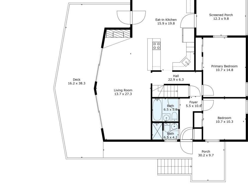 126 Sleeping Bear Lane, Lake Lure, NC 28746.  MLS# CAR4276702, YatesRealty ID 2357. Main Level Living Area Floorplan