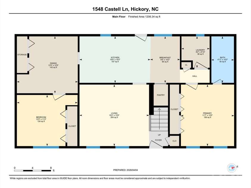 1548 Castell Lane, Hickory, NC 28601.  MLS# CAR4378823, YatesRealty ID 23578. Main level floor plan