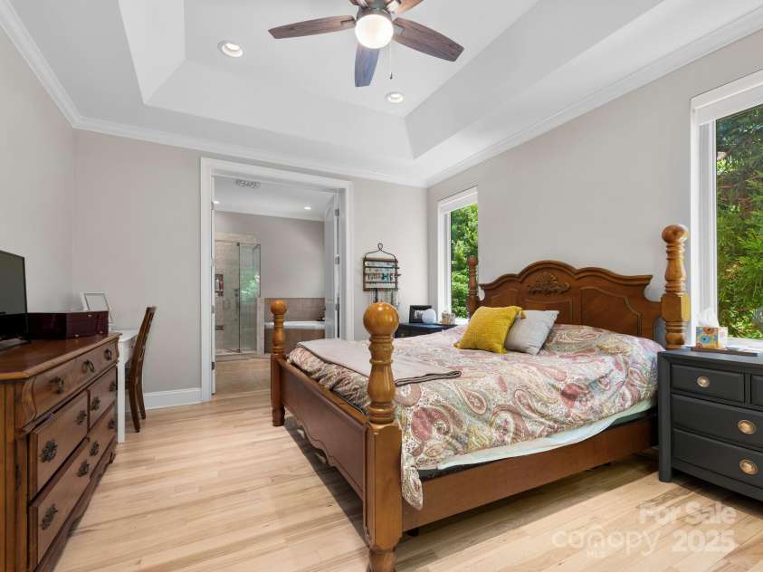 102 Gap Creek Road, Fletcher, NC 28732.  MLS# CAR4275624, YatesRealty ID 23580. Main Primary Bedroom En Suit Featuring Trey Ceilings