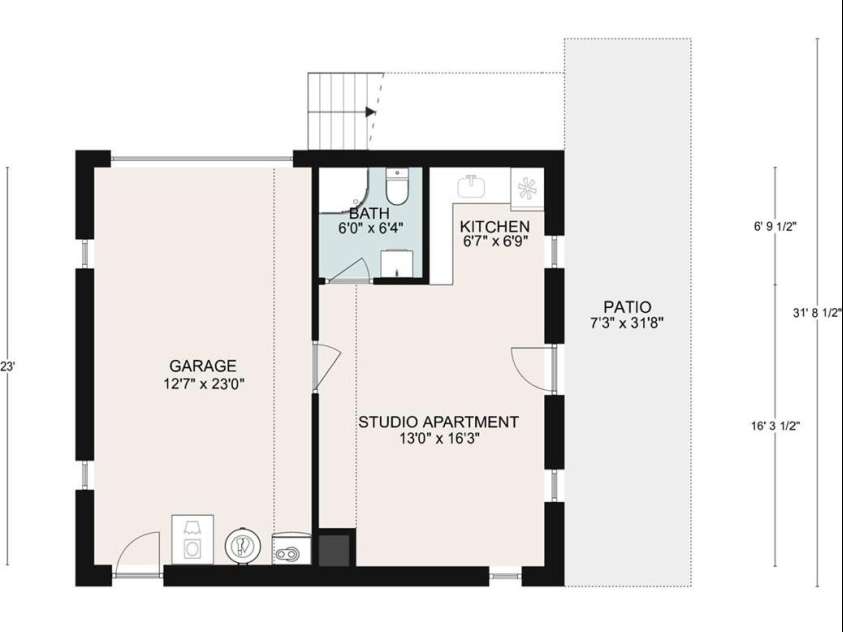 186 Sea Wish Way, Lake Lure, NC 28746.  MLS# CAR4364300, YatesRealty ID 23604. Lower Level Floorplan - separate entrance with studio apartment.