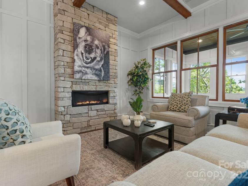 48 Bearfoot Lane, Highlands, NC 28741.  MLS# CAR4267783, YatesRealty ID 23652. Gas Stone Fireplace